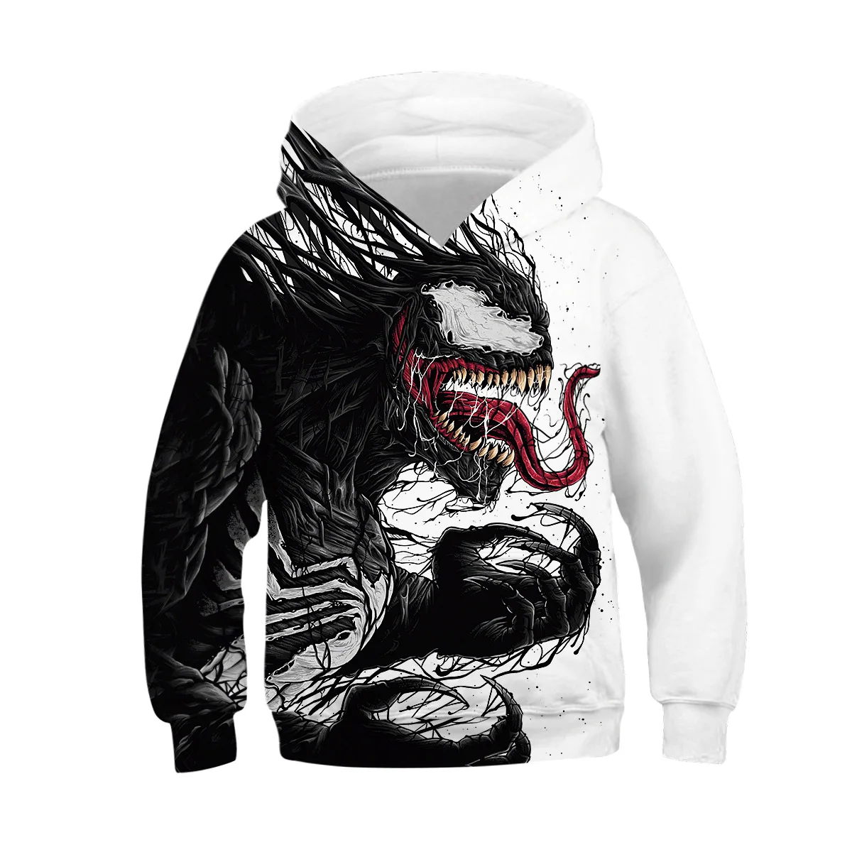 Kids Hoodies Teen Girls Boys Clothes Wolf Fox Lion King 3D Animal Digital Print Children Sweatshirt Long Sleeve Hooded Girl Tops - Цвет: XT292-Black