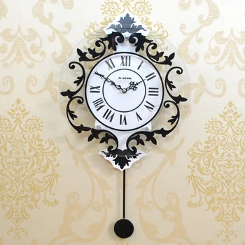 

best selling 2018 products ou wooden The sitting room The bedroom art Swing wall clock circular creative mute When the clock