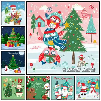 

5D DIY Diamond Embroidery Cartoon Santa Diamond Painting Full Square/Round Drill Mosaic Picture of Rhinestones Home Decor Gift