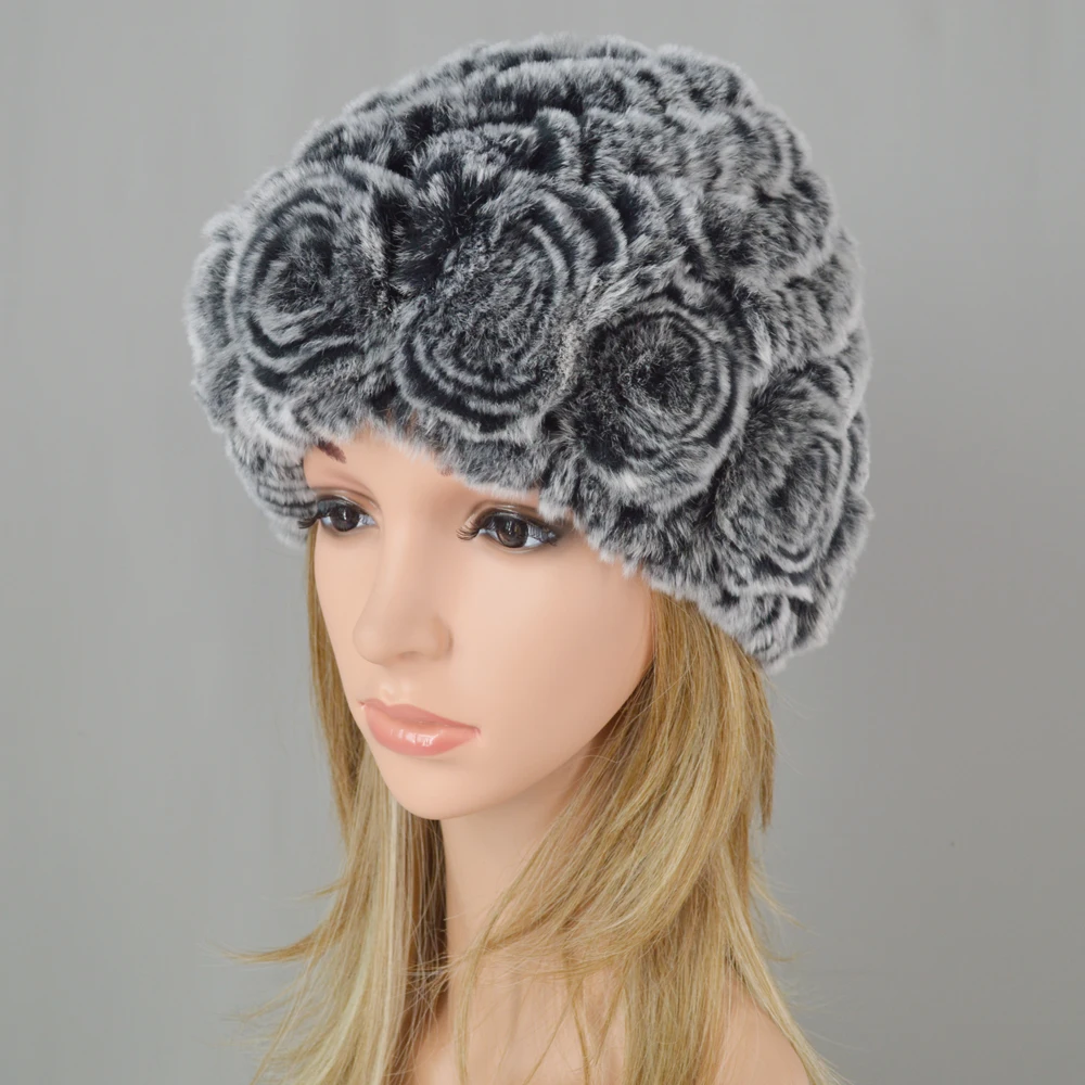 Venta Caliente натуральный Rex Conejo Pelo Sombrero Mujer Hecho A Mano Kina Boinas Para Mujer Gorro Mujer