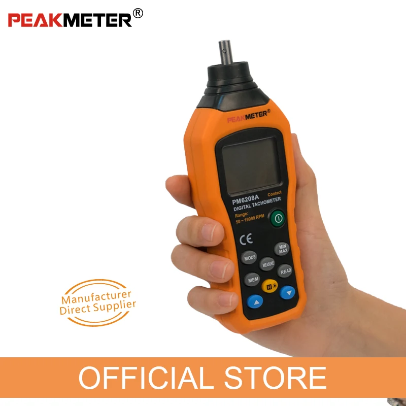 피크 미터 MS6208A MS6208B 높은 pressional 접촉/비접촉 디지털 타코미터 rpm 속도 측정기 50 19999RPM 게이지 및 블랙 백