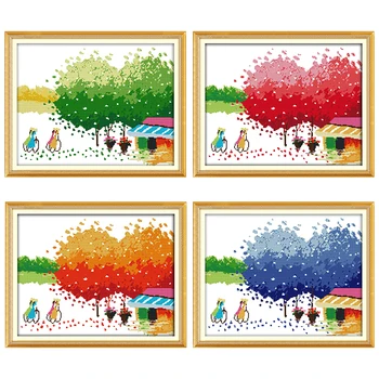 

Spring Summer Autumn Winter Four Color Tree Counted Cross Stitch Kit DIY Embroidery Needlework Kit 14CT 11CT Cross Stitch Kit