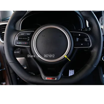 

For Kia Sportage KX5 2016 2017 2018 Car Styling Detector Stick Stainless Steel Steering Wheel Interior Kit Trim Lamp Frame Part