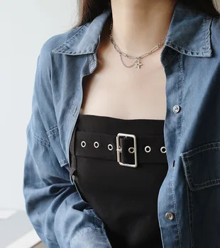 

Amaiyllis 18K Star Tassel Chain Clavicle Necklace Exaggeration Pentagram Girl Rock Choker Necklace For Women Collar Jewelry