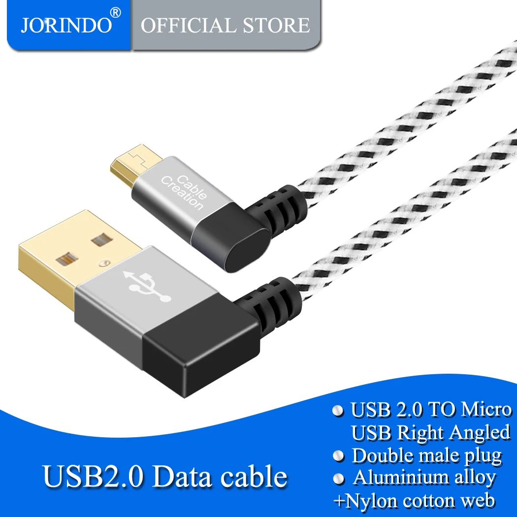 Jorinдо 90 градусов USB 2 0 A к Micro B кабель двойной угол-двойной Угловой короткий с
