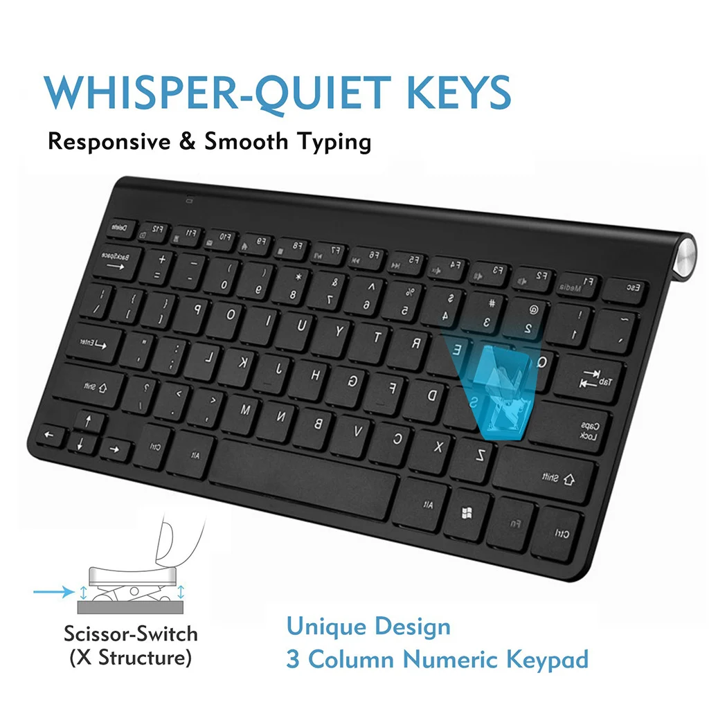 Wireless Keyboard Mouse Set 78 Keys 12 Multimedia Keys 2.4GHz Ultra Slim Wireless Mouse And Keyboard Combo Kit 2019 New