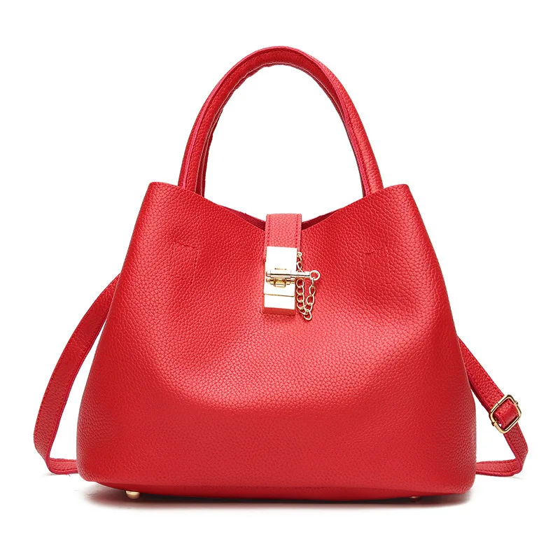 

WOMEN'S Bag PU Leather Bucket Bag Women's 2019 New Style Europe And America Fashion PU Leather Hand Crossbody Bag