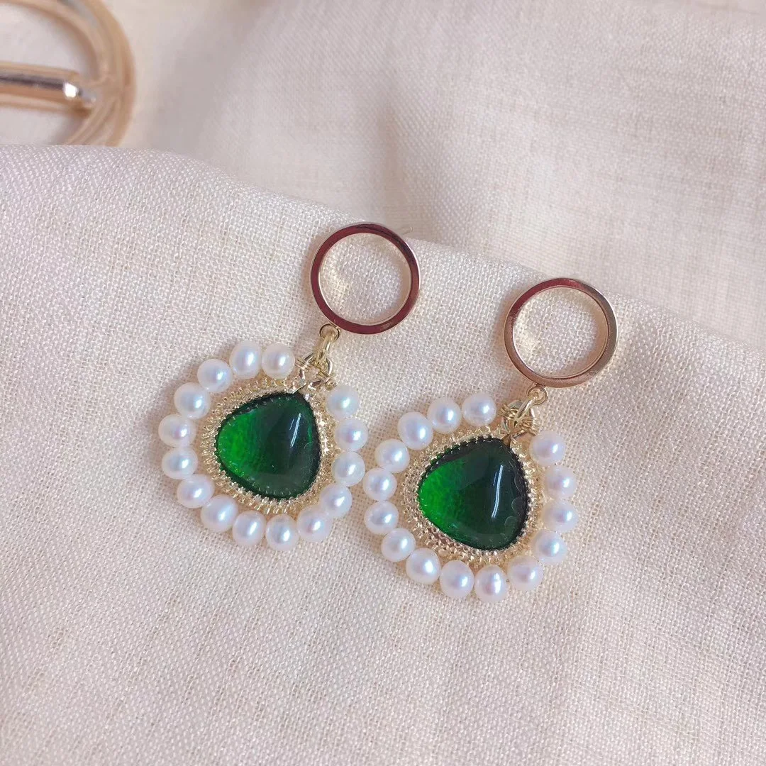 

Butterfly Home Retro Fresh Hand-woven 14k Gold 3-4 round Glare Virgine Pearl Earrings Syes61l61hi