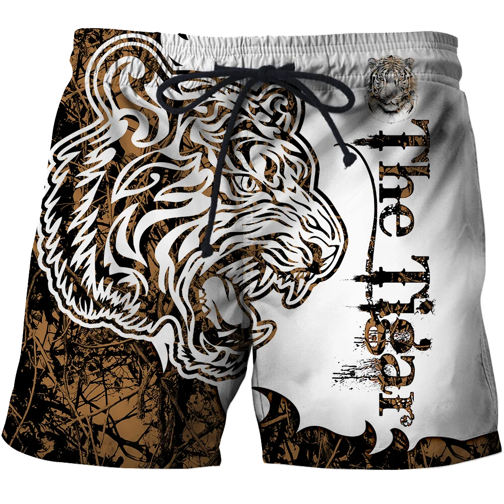 Animal Beautiful Love Tiger 3D All Over Printed Mens Shorts Unisex Streetwear Shorts Summer Beach Polyester Casual Shorts DK-16