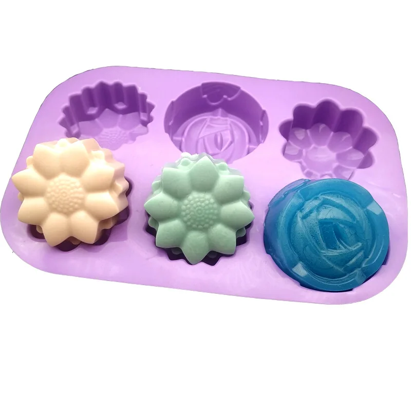 

2021 Hot 6 Flower Silicone Cake Mold Handmake DIY Bread Mould Silicone Moulds for Cake Mooncake Mold Cake Tools