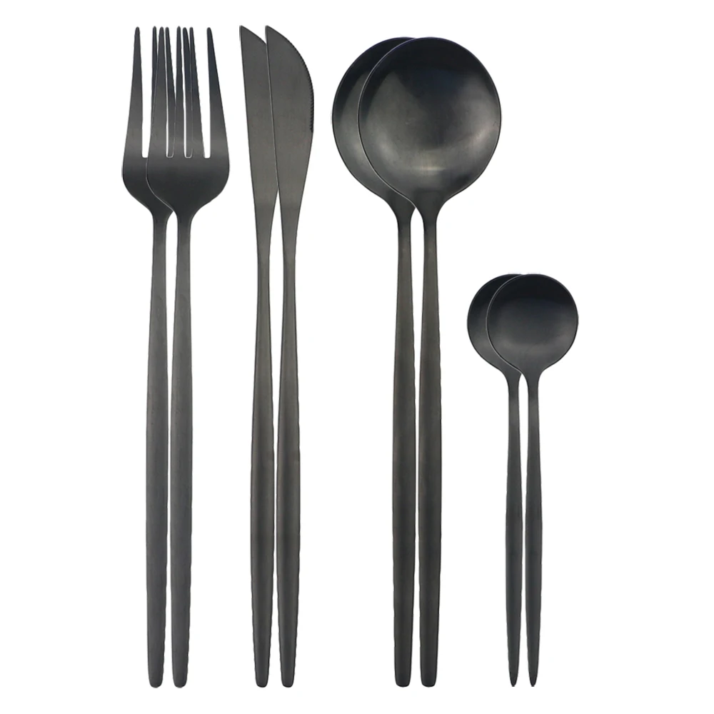 8 шт. черный набор столовых приборов из нержавеющей стали посуды нож вилка