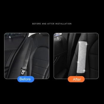 

SUV Airplane Car Shoulder Pad For Jeep Rhinestone Bling 2Pcs Strap For Car Trunk Cushion Seat Belt Replacement Parts