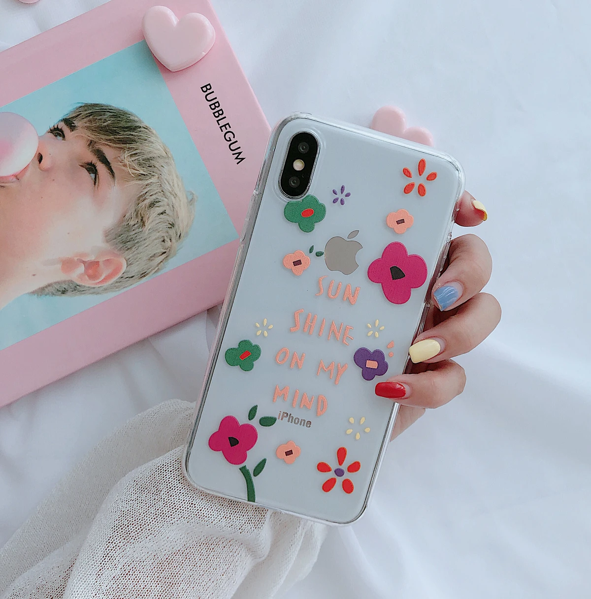 

New Flower Sun Shine Mind Transparent Case For Apple iphone 6 6S 7 8 Plus X XR XS Max Cover Ip 6plus 7plus 8plus XsMax Soft Case