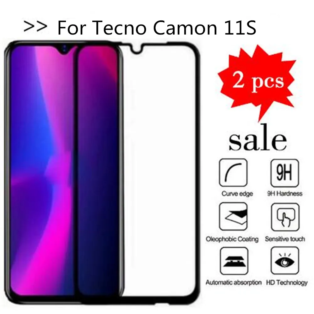 9H 2.5D Закаленное стекло для Tecno Camon 11S Полное покрытие экрана Защитная пленка