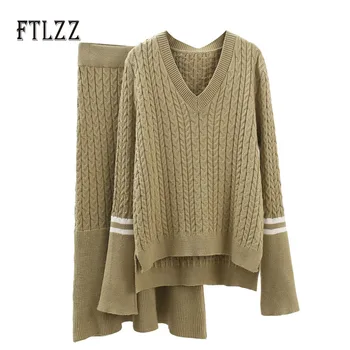 

Fashion Women Clothes Two Piece Set New Autumn Winter Pullover Sweater Tops + Slim Skirt Knitted 2 Pcs Sets Suit Woman Outfit