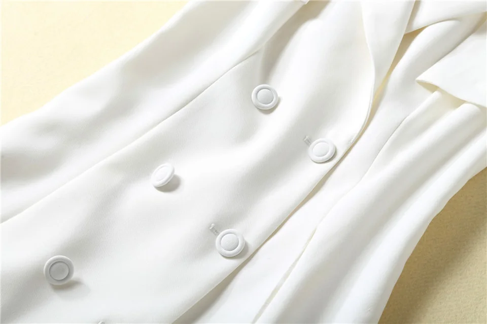 XF Vintage White Shawl Double Breasted Design Midi Dress Spring And Summer New High Quality Designer Women'S Mini Dresses