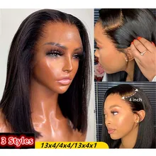 Short Bob Wig Lace Front Wig 13x4 Bone Straight Wigs Human Women Pre Plucked Transparent 4x4 Closure Brazilian Hair 180% Denisty