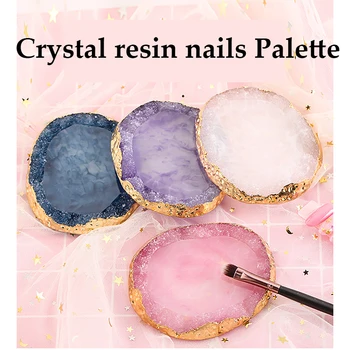 

1 Pcs 8.3x9.5cm Nail Palette Resin Agate Slice Manicure Color Drawing Palette Nail Skill Practice Display Board Tool