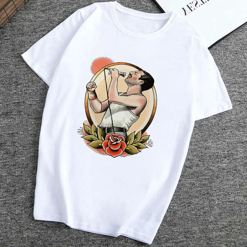 Женская Винтажная футболка с коротким рукавом Freddie Mercury уличная летняя хлопковая