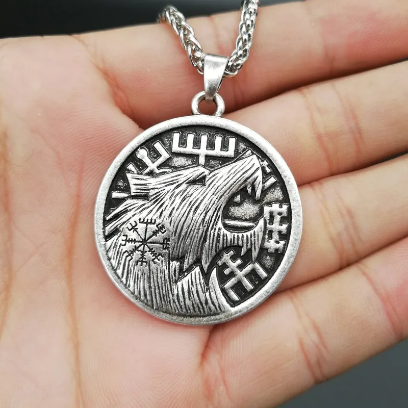 Античное ожерелье с подвеской-компасом Vegvisir Wolf для мужчин и женщин ювелирное