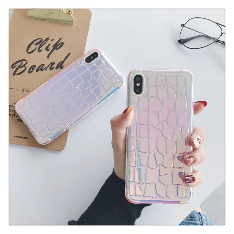 

Laser crocodile pattern case for iphone XS Max XR XS case Electroplating soft silicone case for iphone 7 8 Plus case capa