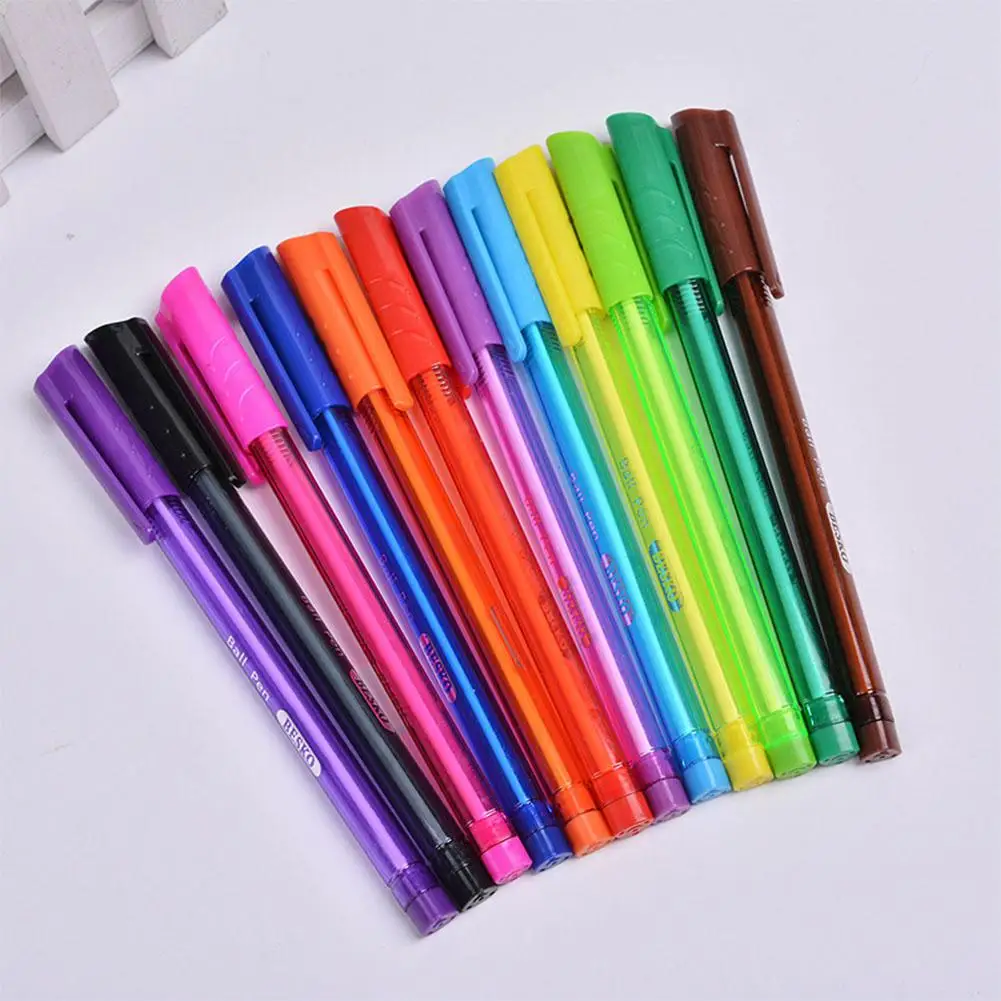 12 Colors 0.5mm Ball Point Pen Set Practical School Office Supplies r20