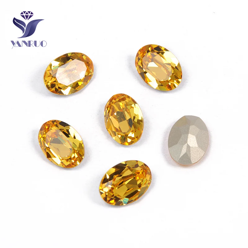 Light Topaz Yanruo 4120 овальные стеклянные стразы Швейные Стразы заостренные сзади коготь стеклянные пришивные стразы для ювелирной одежды - Цвет: Light Topaz