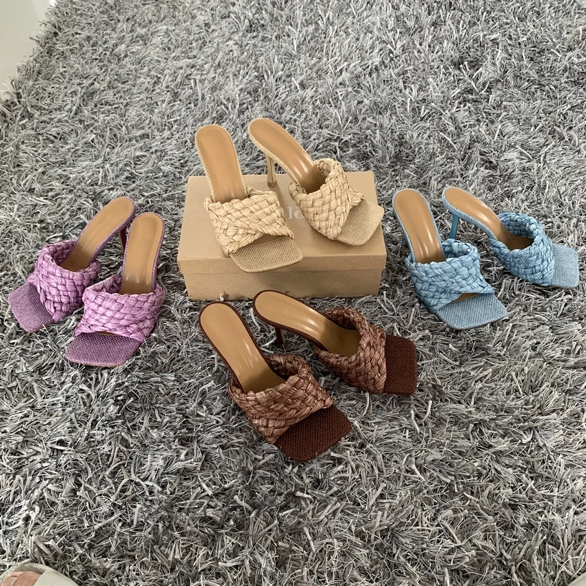 Fashion Women Sandals Slipper Summer Ladies Slides Square Open Toe High Heel Mules Slip On Sandal Shoes women slippers women high heels platform high heels sandals platform sandals ankle buckle sandals
