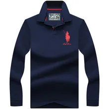 Горячая Распродажа, Мужская рубашка поло с длинным рукавом, хлопковая, дышащая, 3D вышивка, модная и повседневная, Tace& Shark camisa, рубашка поло для мужчин