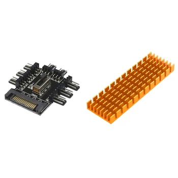 

HOT-Multi Way Splitter Cooler Cooling Fan Hub PC Computer & Aluminum M.2 Heatsink Cooler Heat Sink Thermal Conductive