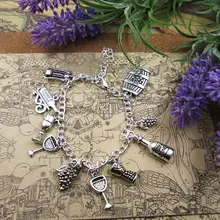 Браслет с подвеской для вина, серебряный браслет для влюбленных, подарок для девочки/мальчика, вечерние, подарок на день рождения