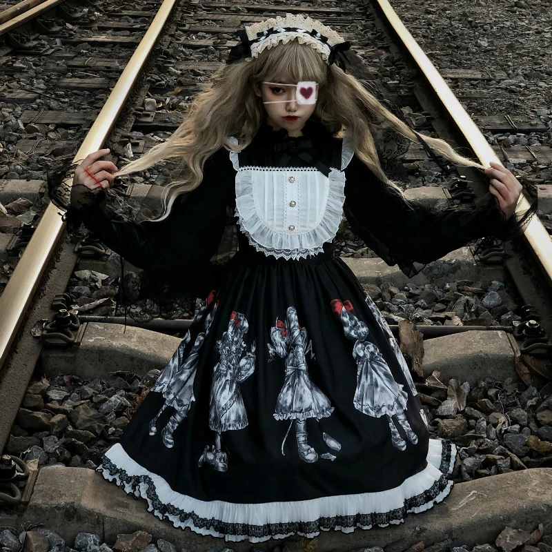 Gothic Lolita Dress Dark Angel Demon Series High Low Lolita JSK 