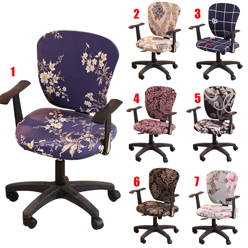 

Printed Computer Chair Cover Set Elastic Split Chair Cover Home Office 2019ing