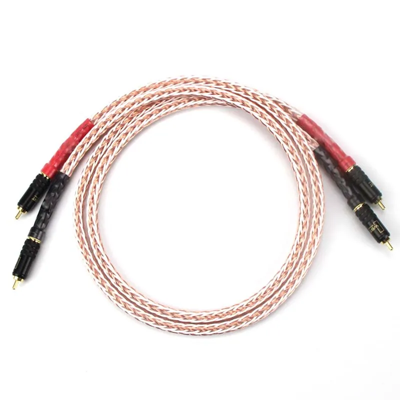 

8TC 7N OCC кабель RCA из чистой меди, Hi-end усилитель CD Interconnect 2RCA к 2RCA Штекерный аудиокабель