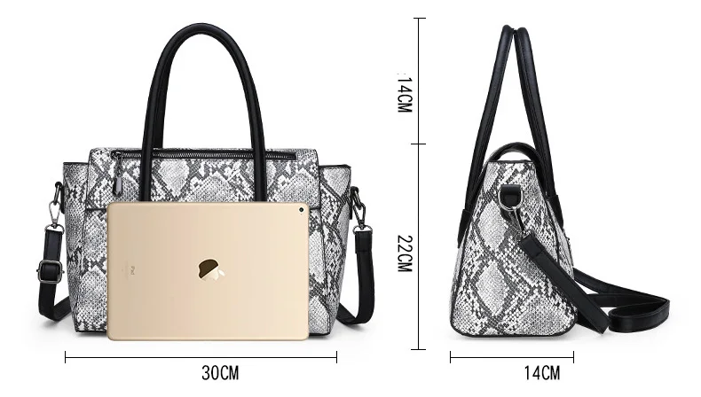 Ladies 2 pcs set Bucket Handbag 2019 Luxury Brand Women Tote Bag Snake Prints Handbags Female PU leather Crossbody Shoulder Bags (6)