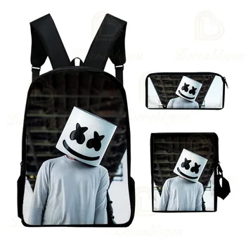 

Music DJ Fashion 3PC/Set Backpack 3D Pattern Students School Bags Cartoon Anime Designer Teenagers Book-Bags Set
