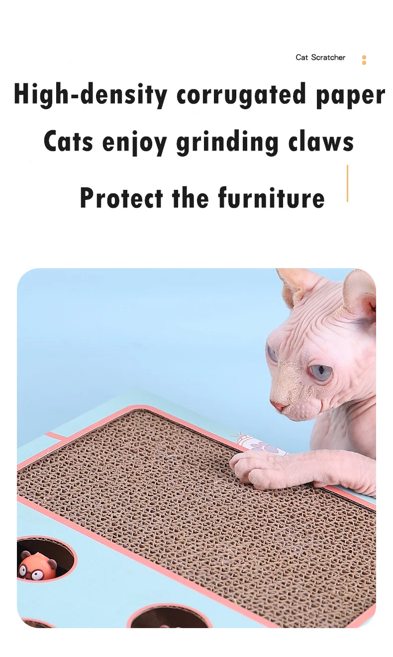 2021NEW Cat Toy Chase Hunt Mouse Cat Game Box 3 in 1 with Scratcher Funny Cat Stick Cat Hit Gophers Interactive Maze Tease Toy