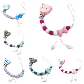 

Baby Newborn Cartoon Nipple Clip Silicone Anti-chain Infants Pacifier Chain Teether Accessories 19QF