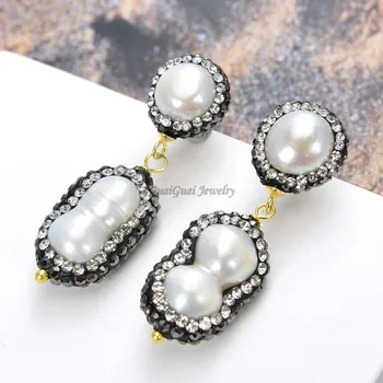 

GG Jewelry White Twins Pearl Trimmed With Marcasite Earrings