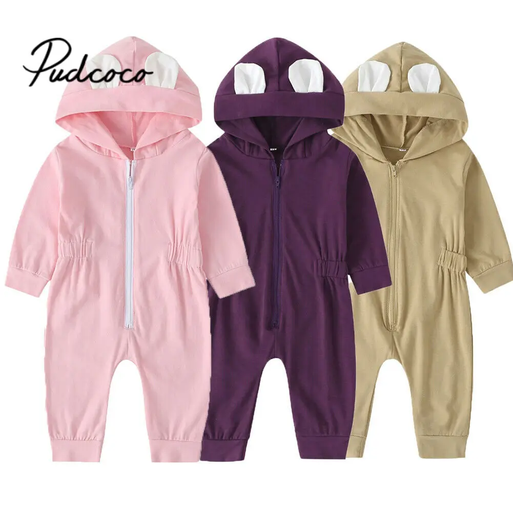 Baby Bär Strampler Mit Kapuze - Warmer Schlafanzug Mit Reißverschluss