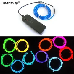10 Colors 2AA Battery Powered 2/3/4/5M EL Wire Rope Tube Flexible Neon Cold Light Car Party Wedding Decoration light+Controller