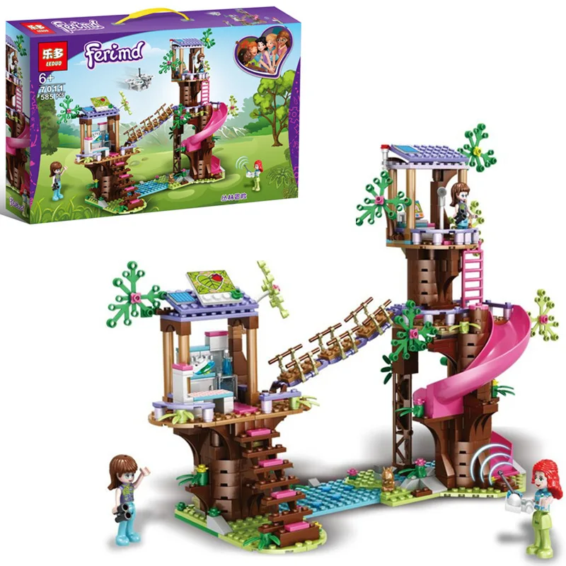 In Stock Friends Jungle Rescue Base Slide Amusement Park Toys For Kids Winter Holiday Building Blocks Bricks Christmas Gifts | Игрушки и