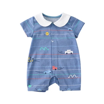 

Pureborn Newborn Baby Boy Romper Summer Breathable Cotton Holiday Beach Baby Boy Clothes Printed Baby Boy Romper