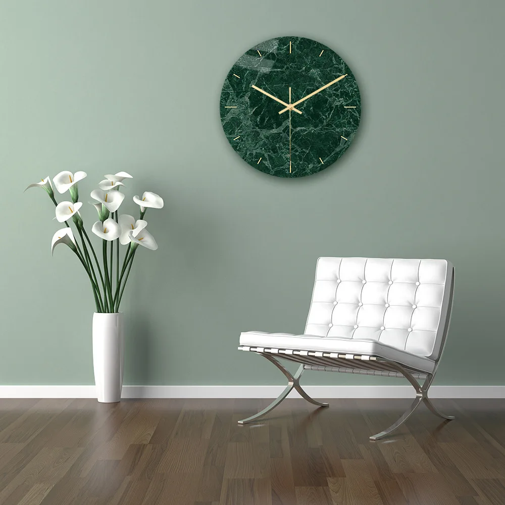 Clock008 роскошные мраморные настенные часы акриловый материал УФ-печать часы Гостиная Спальня украшение
