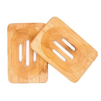 

2Pcs Natural Wooden Bamboo Soap Dish Storage Rack Bathroom Shower Soap Rack Bamboo Handmade Soap Box