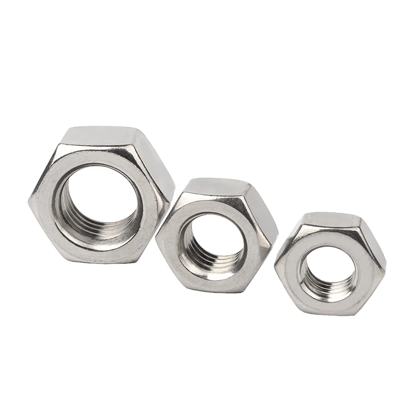 304 stainless steel Hex nuts hexagon nut din934 M1 M1.2 M1.4 M1.6 M2 M2.5 M3 M4 M5 M6 M8 steel brass with nickel nuts