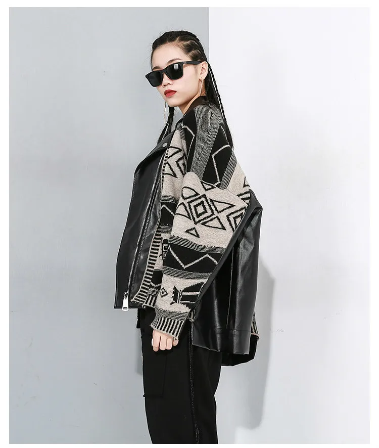 Max LuLu, весна, роскошная Корейская женская панк мото одежда, женская вязаная Лоскутная куртка из искусственной кожи, черная теплая байкерская куртка из искусственной кожи