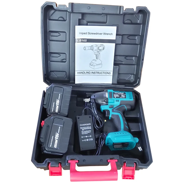 True 550N.m lithium-ion battery powered  1/2 inch brushless cordless impact wrench with 18V battery for car repair truck repair with 2 6.0A and case