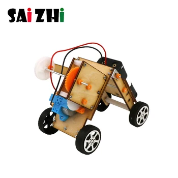 

Saizhi Wooden Car Toy Worm Robot Primary School Technology Small Production Invention DIY Kids Boys Toys Wooden Track Models Toy