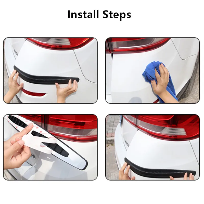 Bumper Corner Protector 2/4Pc 40x5/14x2.5CM Car Bumper Anti-Scratch Strips Sticker Body Molding valance chin
